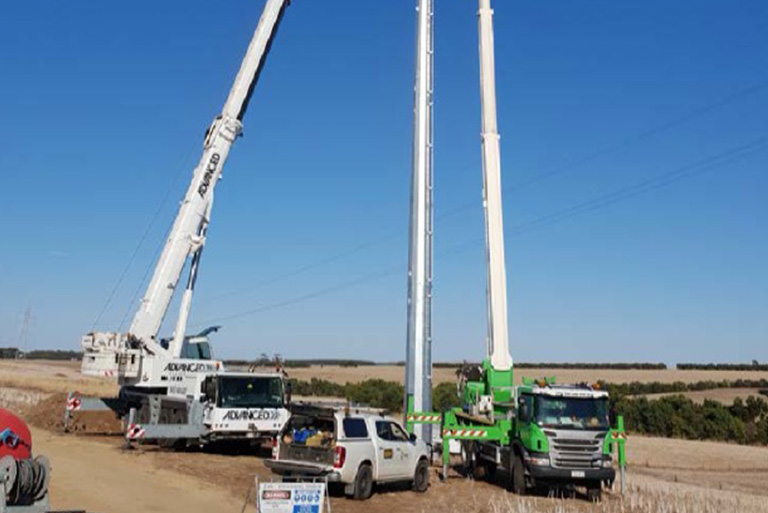 BOOM Logistics Travel Towers working on the Stockyard Hill Wind Farm transmission lines